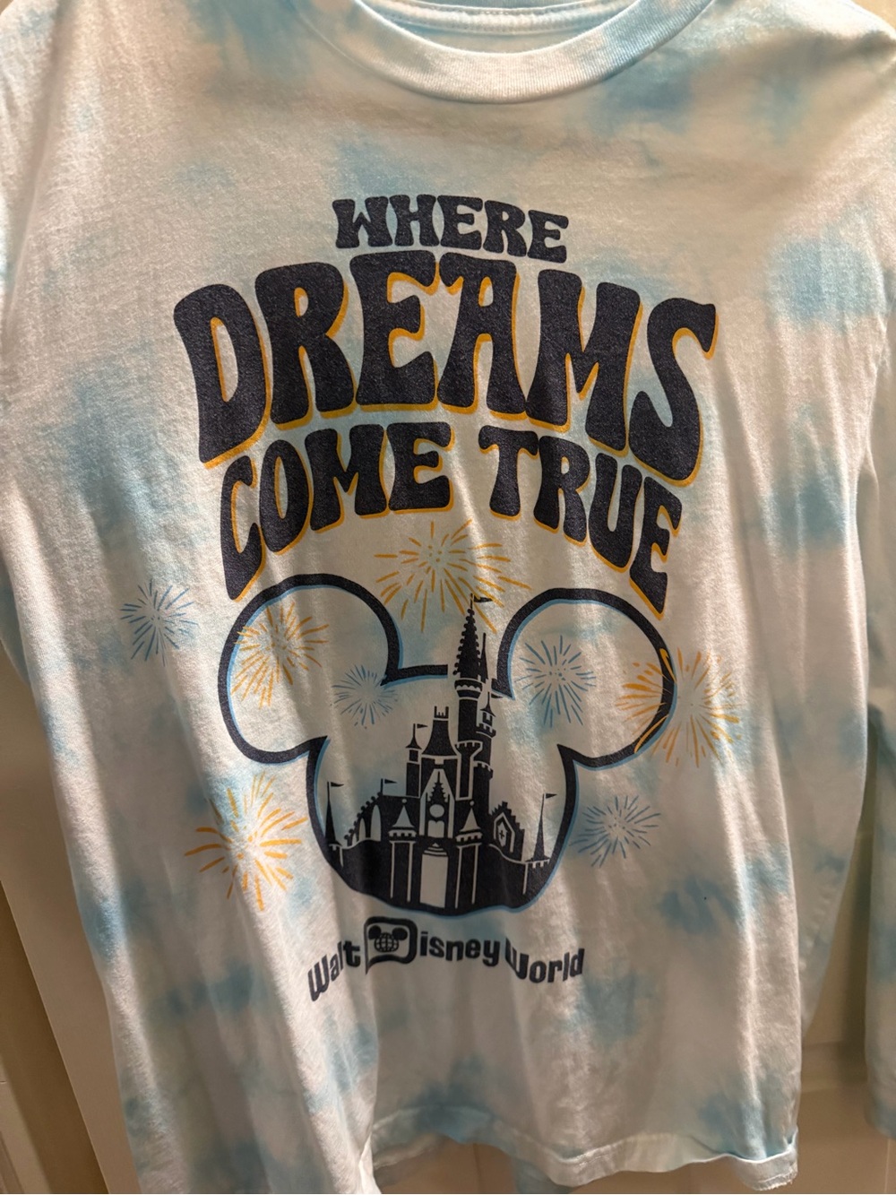 Disney Light Blue & White Tie-Dye Graphic Tee